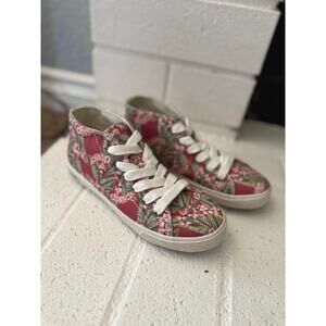 SeaVees California Special Beachcomber Mid Top Sneaker Red Floral Big Kids Sz 3